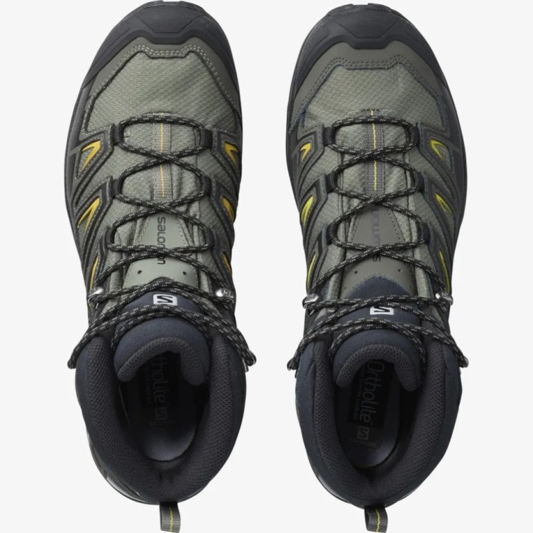 Salomon X Ultra 3 Wide Mid GTX Men's Hiking Boots Olive | CA 97S61